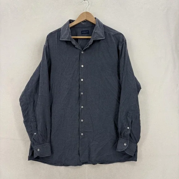 Proper Cloth Shirt Mens 3XL Blue Solid Long Sleeve Tencel Twill Button Up Casual - Picture 1 of 14